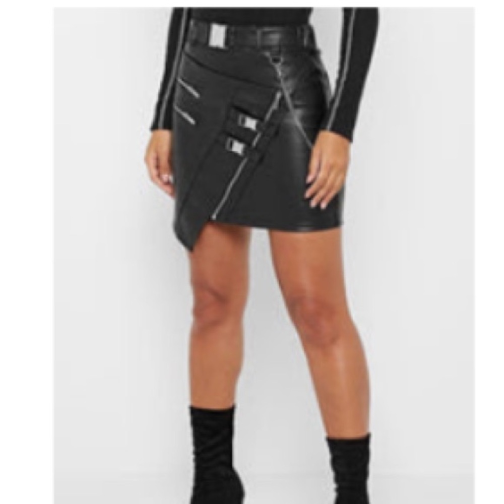 Maniere De Voir Black Leather Skirt